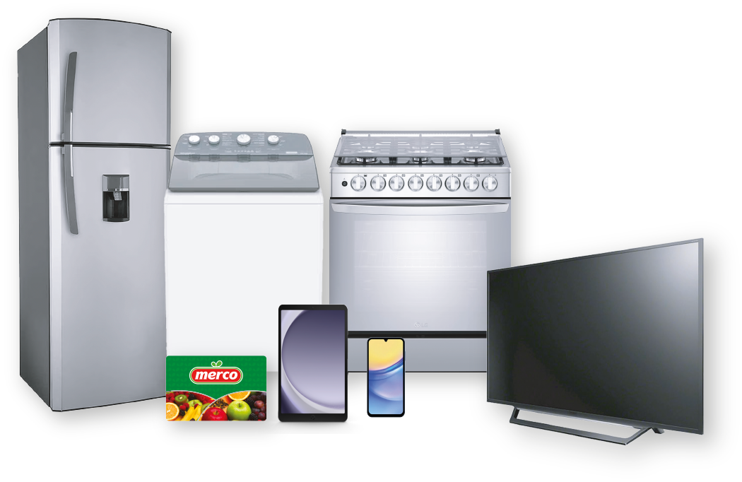 Refrigerador, lavadora, estufa, dispositivos móviles, productos Merco y pantalla entre los premios